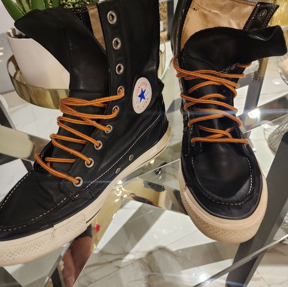 Converse Black and Orange High-Top Sneakers